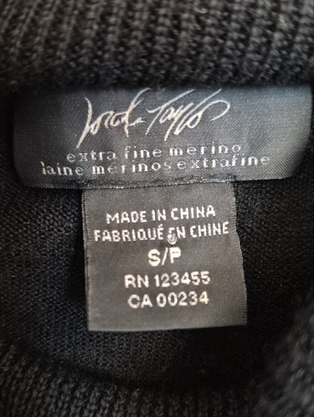 Lord & Taylor Black Merino Turtleneck Sweater - Picture 2 of 6